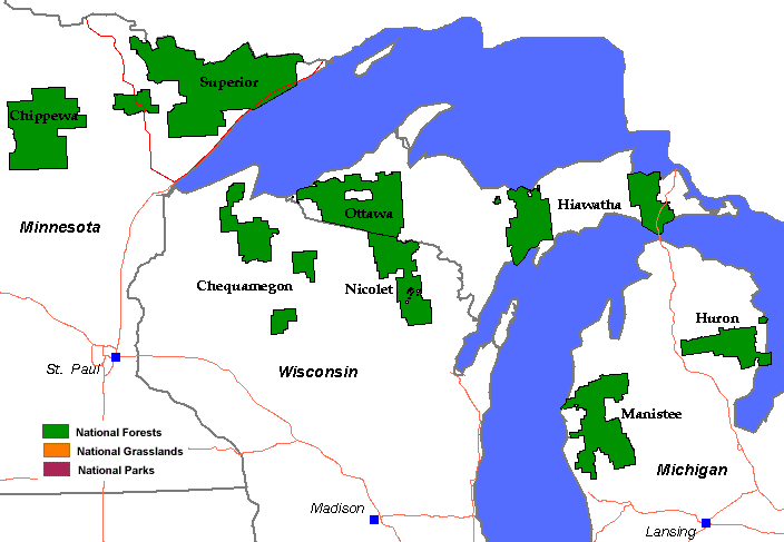 Michigan Forests Map