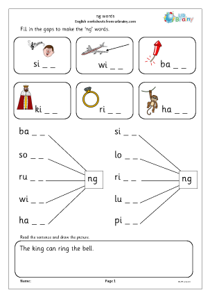 Preview of worksheet ng words