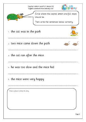 Preview of worksheet Capital letters and full stops (1)