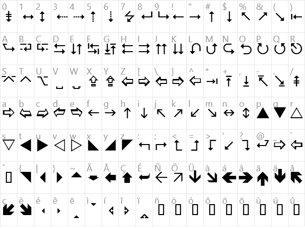 Wingdings 2 Character Map