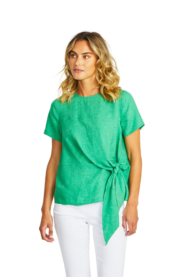 PING PONG - Parrot Jasmine Linen Knot Top - P575363