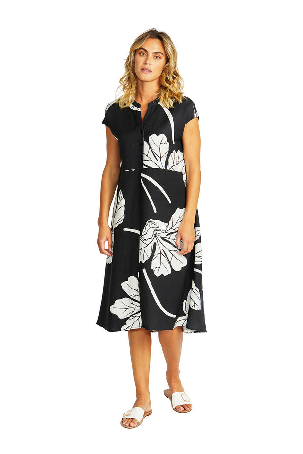 PING PONG - Black/Ivory Atlas Midi Dress - 575522