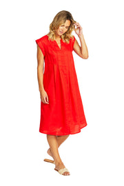 PING PONG - Poppy Maria Linen Pintuck Dress - 575548