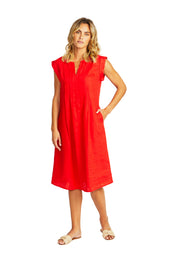 PING PONG - Poppy Maria Linen Pintuck Dress - 575548