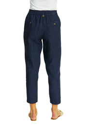 PING PONG - Navy Ava Pull On Linen Pant - 575734