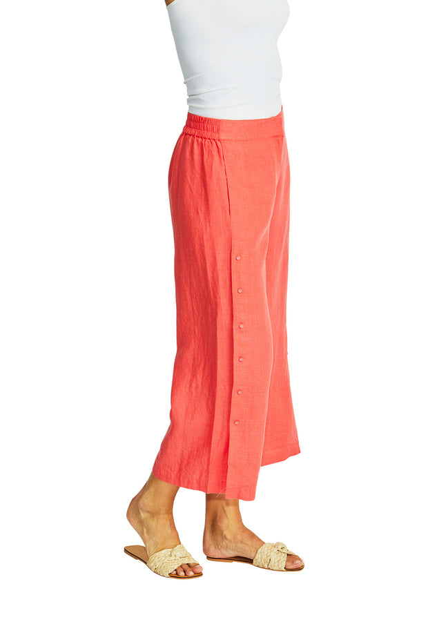 PING PONG - Coral Gaby Linen Button Culotte - P575742