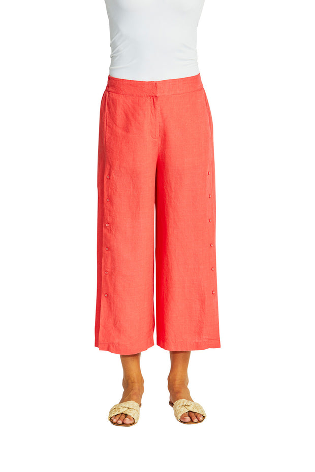 PING PONG - Coral Gaby Linen Button Culotte - P575742