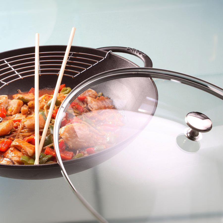 Staub 14" Matte Black Wok with Glass Lid