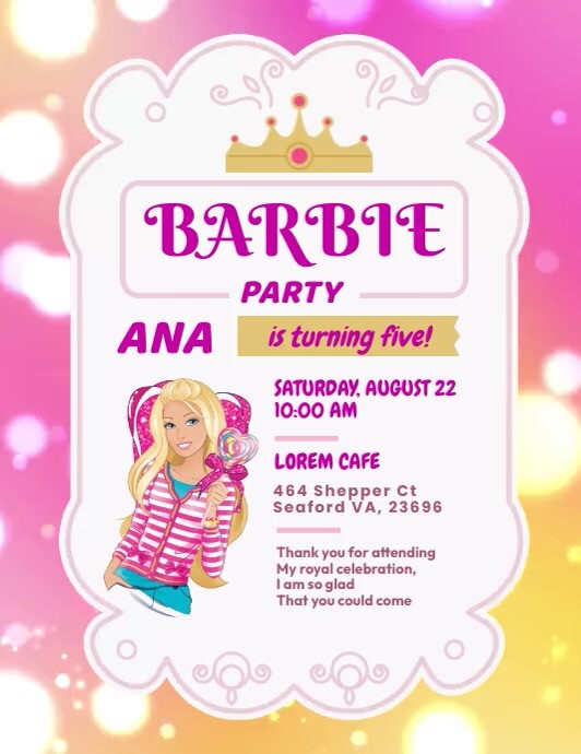 Barbie Birthday Invitation Template | PosterMyWall