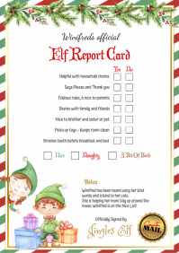 ELF report card, elf on the shelf report card A4 template