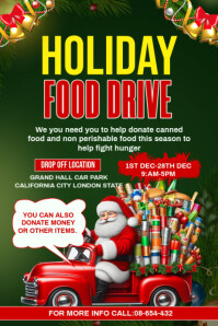 Green Maximalist Christmas Food Drive Template Design Poster