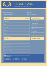 High School Report Card Custom Template A4