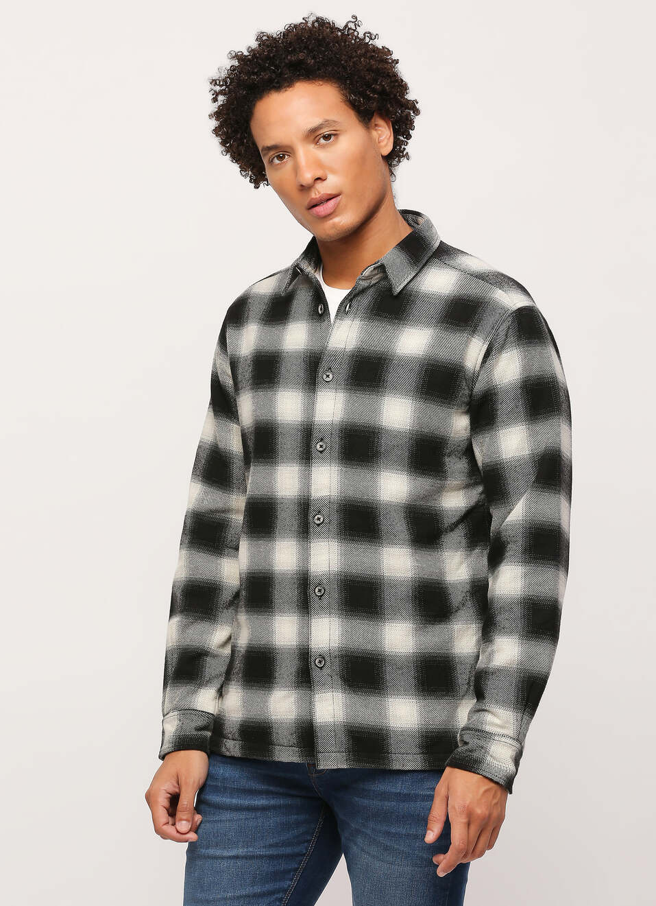 Black Checks Full Slevee Shirt, , large image number 3