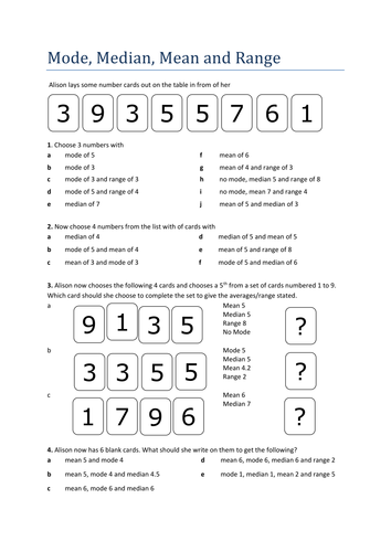 Not your usual Mean, Mode, Median worksheet | Teaching Resources