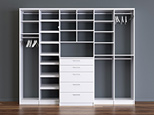 White Stand Alone Reach in Closet with Shelving Closet Rods and Dresser Drawers