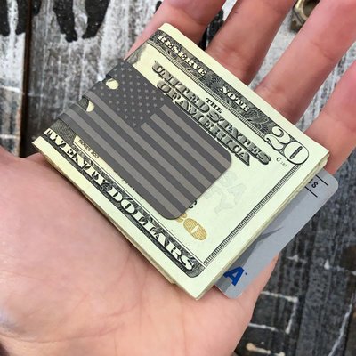 Black Diamond™ Titanium Money Clip - AMERICAN FLAG on TOP SIDE