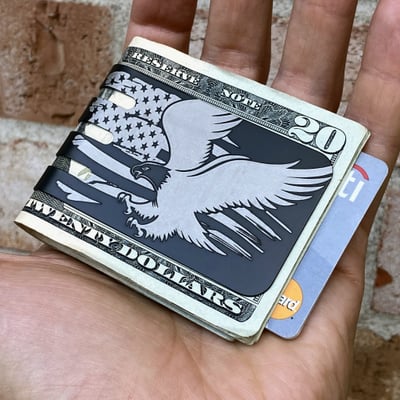 Black Diamond™ Titanium Money Clip - AMERICAN FLAG on TOP SIDE