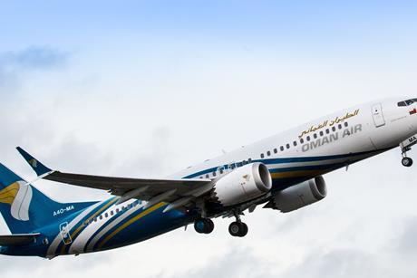 Oman Air's 1st 737 MAX. Boeing. Air Lease owned. Boeing