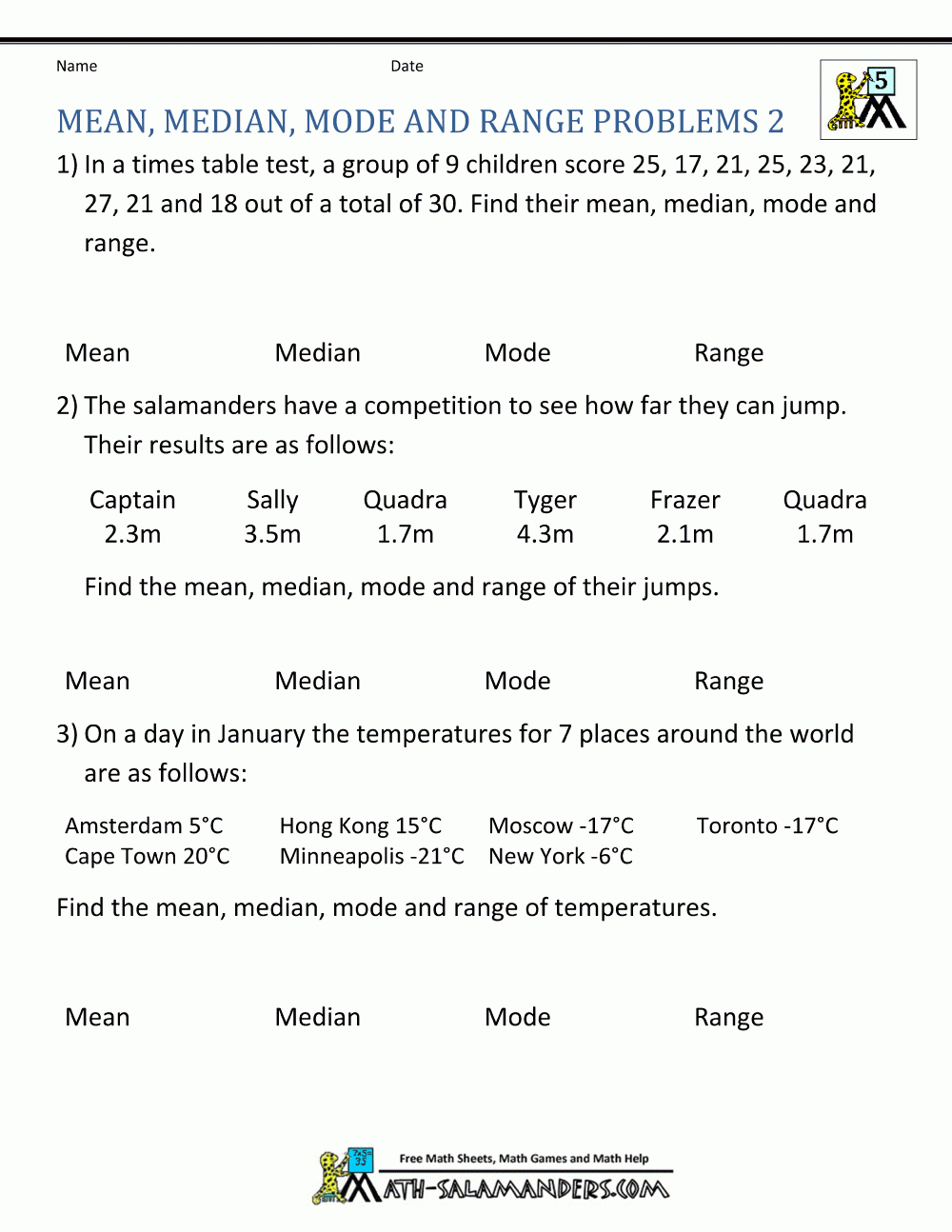 Mean Median Mode Range Worksheets Pdf — db-excel.com