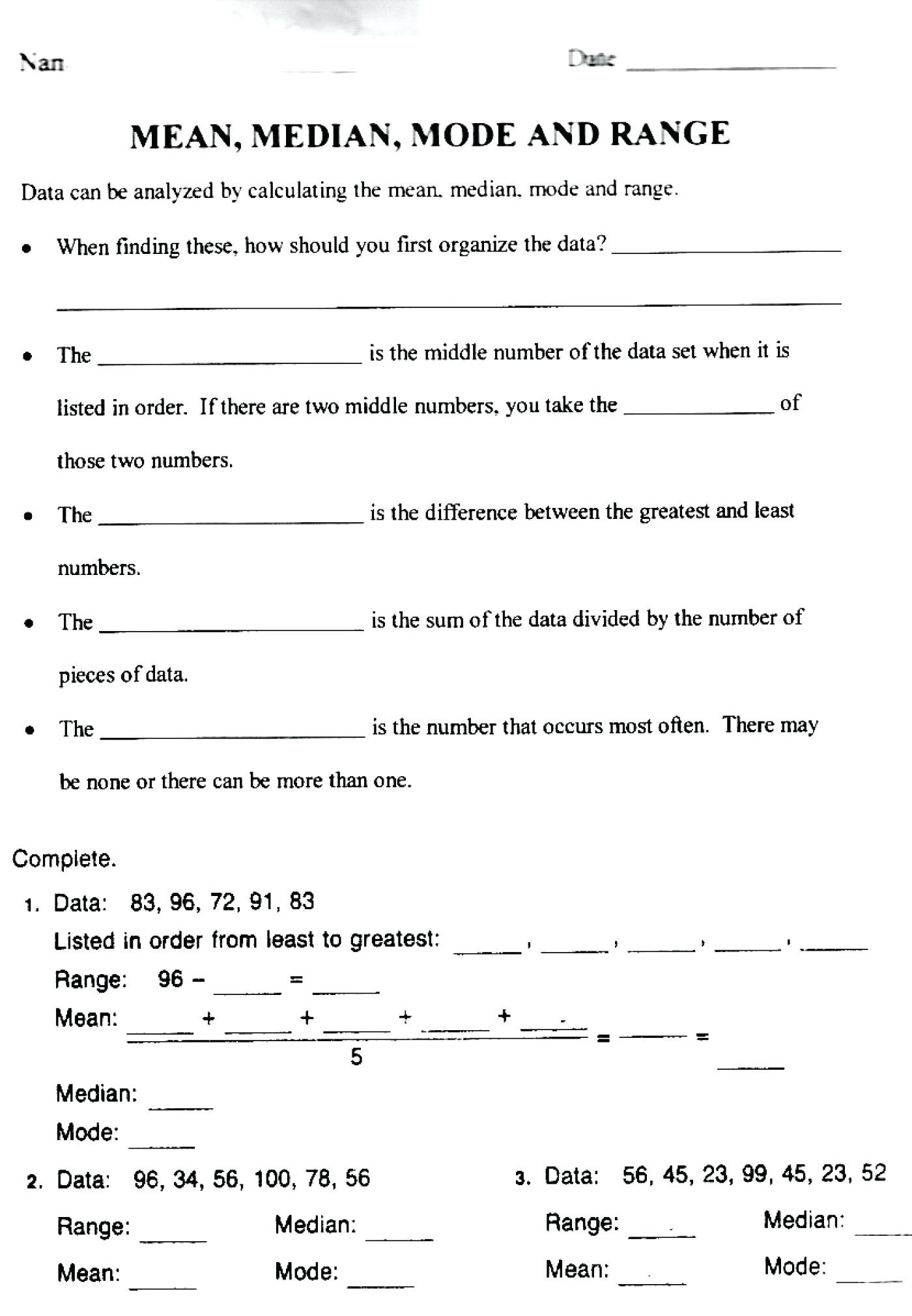 Range Mean In Math Ma Worksheets Mas Mean Median Mode Range — db-excel.com