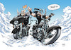 Cartoon: Teebo and Coyote in Heaven (small) by Mikl tagged michael,mikl,olivier,miklart,illustration,bikes,biker,heaven,paradise,beard,coyote,teebo,play,game,harley,davidson,streetglide,softail