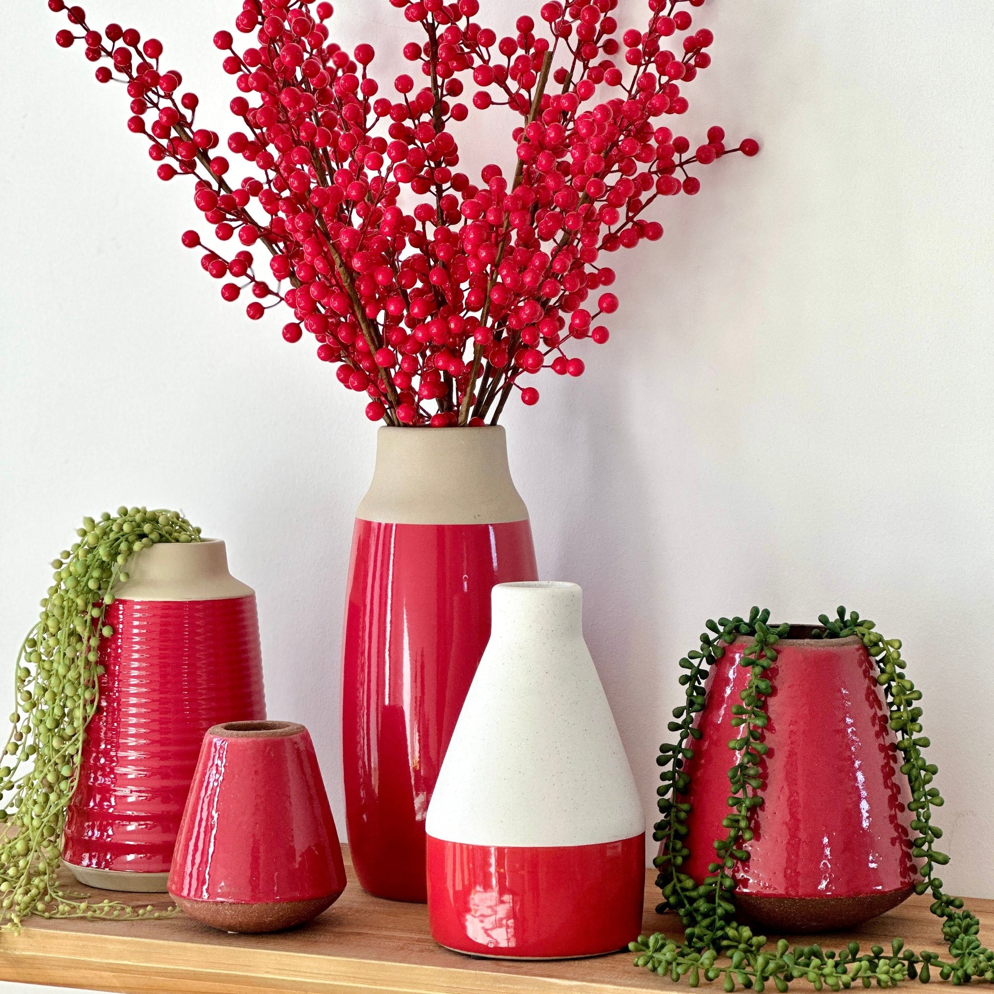 Red Bottom Ceramic Bud Vase