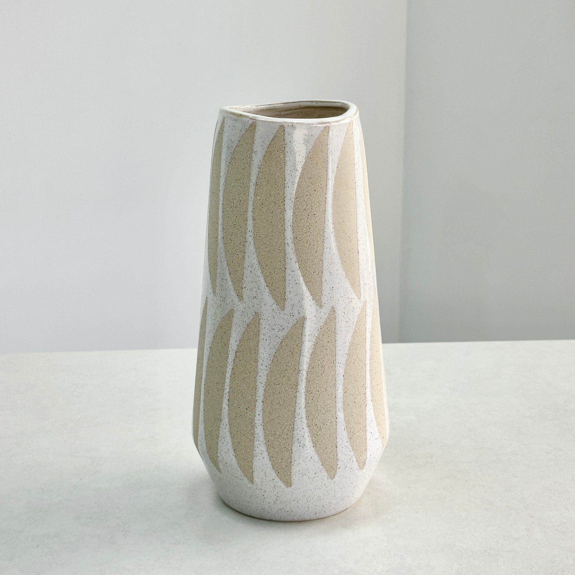 Ceramic Groovy Leaves Vase