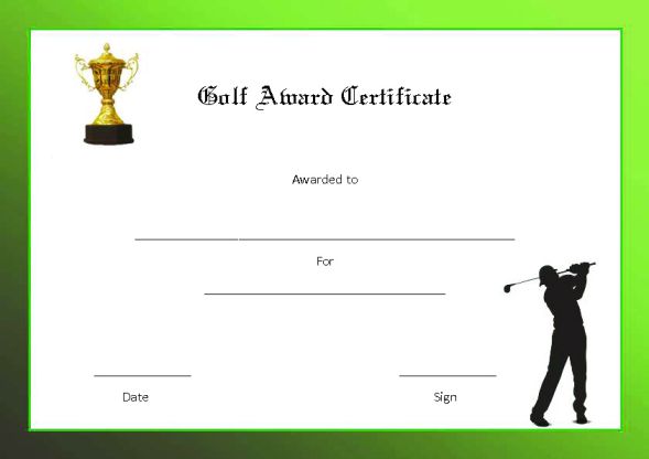 Free Printable Golf Award Certificates - Printable Online