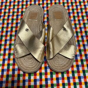 Tory Burch Bima Metallic Flat Espadrille Slide Sandal
9