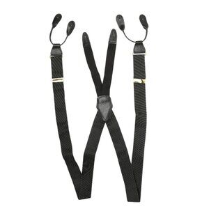 Vintage Custom Leather Suspenders Braces Black Chevron England Unicorn Gold