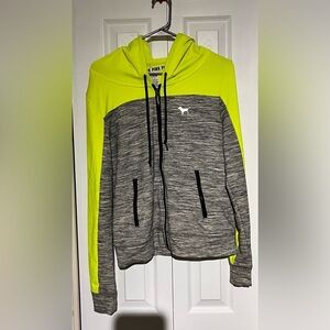 Pink Victoria’s Secret grey/yellow zip up sweater