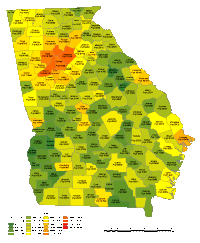 Editable Georgia County Populations Map - Illustrator / PDF | Digital ...