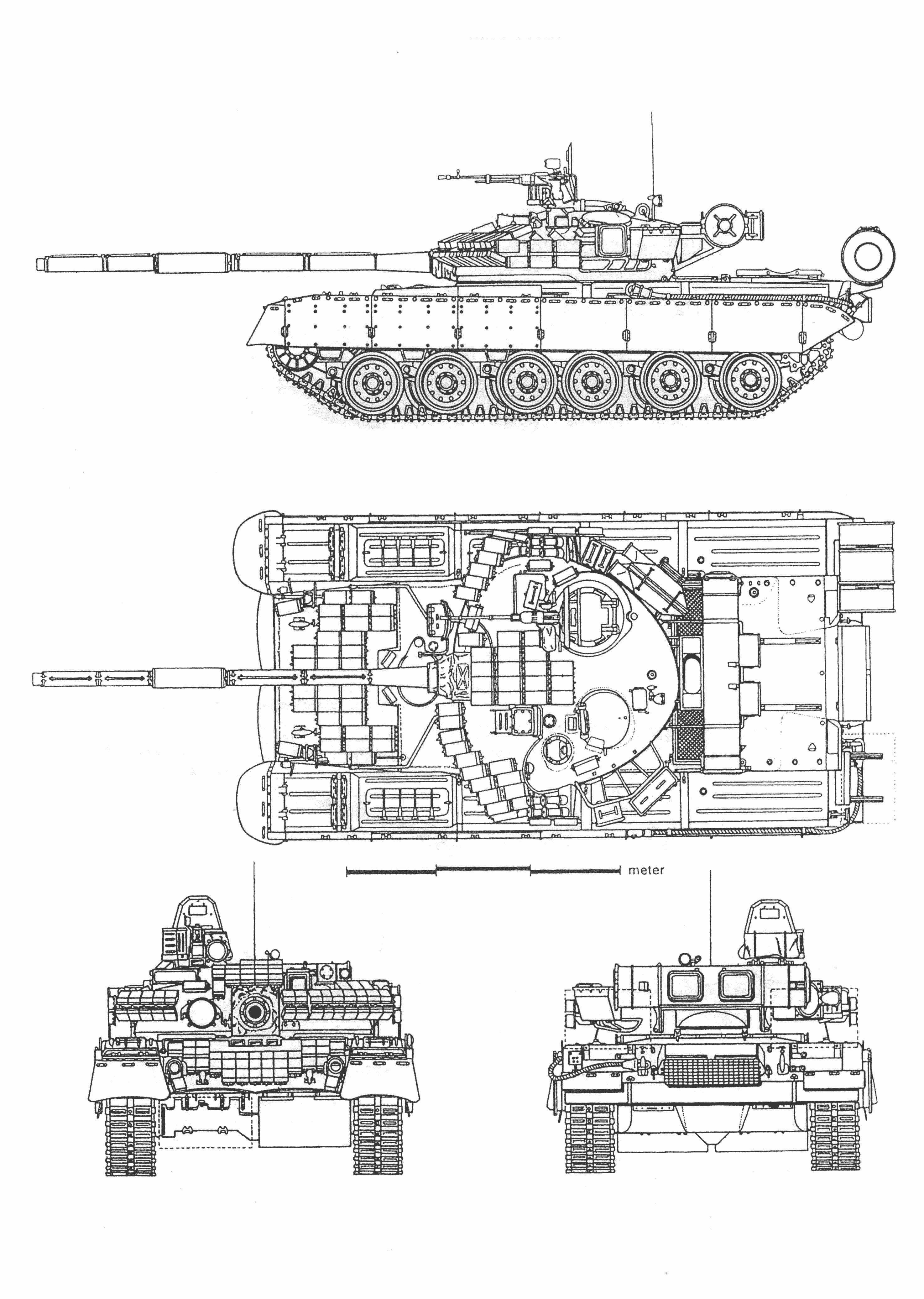 T-80 Blueprint - Download free blueprint for 3D modeling