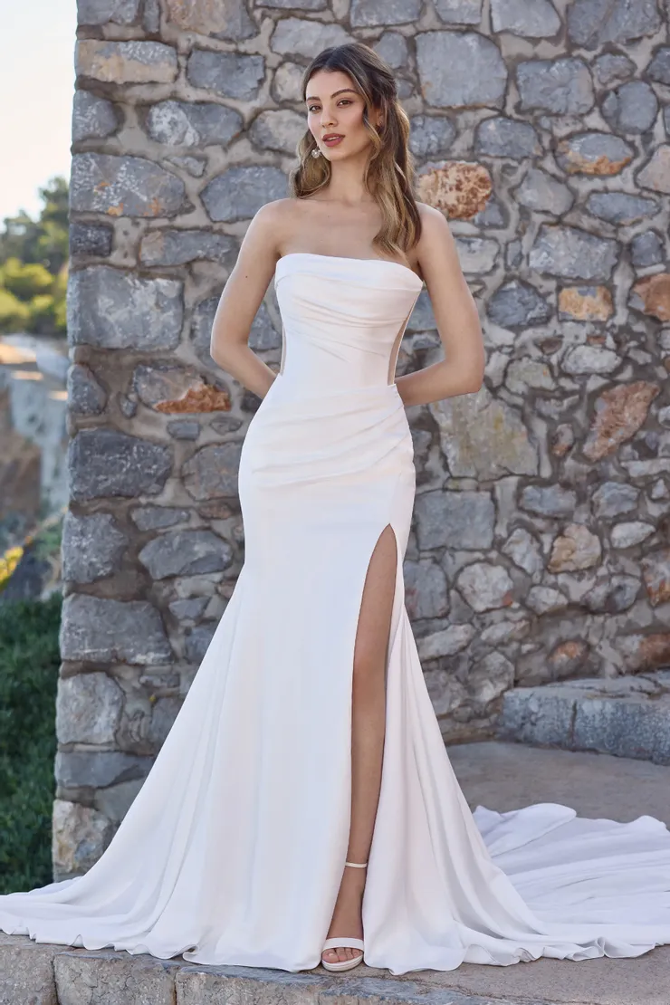 Strapless Satin Bridal Gown with Illusion Boning Joslyn