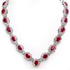 Image 1 : Genuine 39.70 ctw Ruby & Diamond Necklace 14K Gold