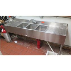 Three-Compartment Sink w/ Drain Boards 72 L x 19 D x 33 H