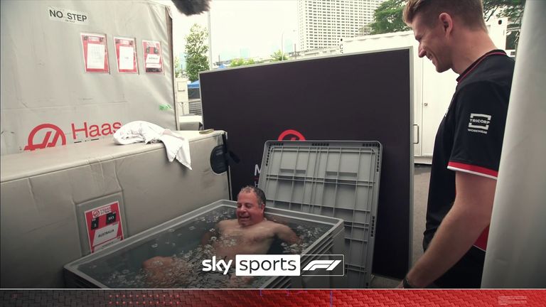 Sky F1's Ted Kravitz asked Nico Hulkenberg what methods the drivers use to combat extreme heat during the Singapore Grand Prix.