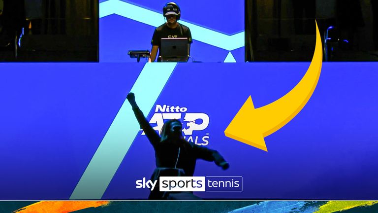 The camera operator was loving the tunes from the DJ at the ATP Finals and even pulled out some serious dance moves..