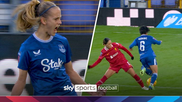 Everton's Katja Snoejis slotted a way her penalty after the referee called a controversial penalty against Liverpool.