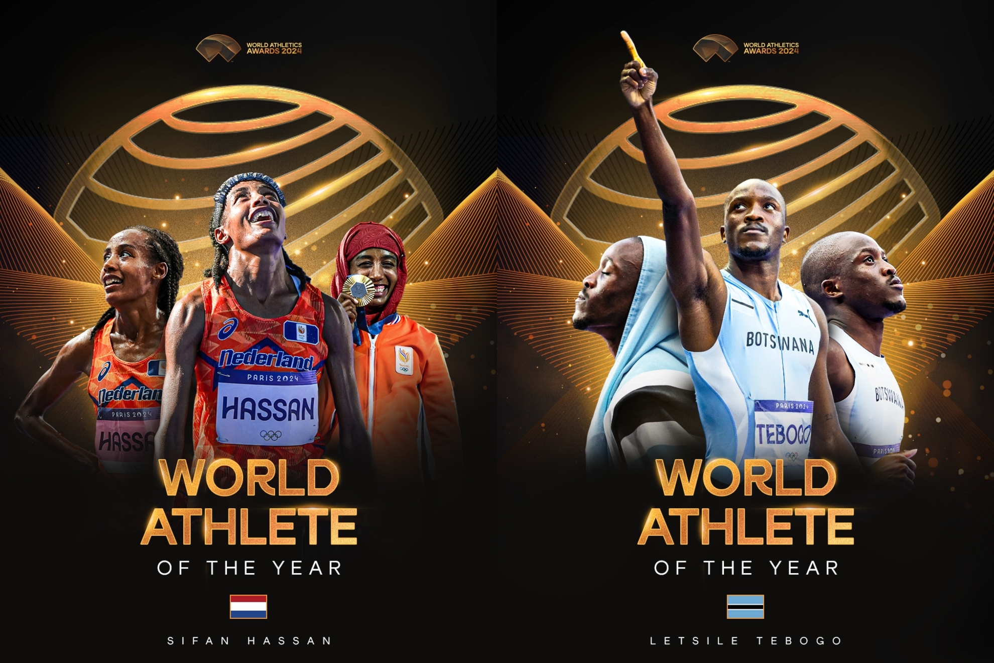 Sifan Hassan y Letsile Tebogo, Atletas del Ao para World Athletics.