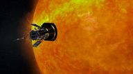 Graphic of the Parker Solar Probe going past the Sun.
Pic: NASA / John Hopkins / APL
