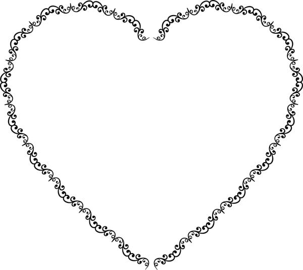 heart love line art frame  svg vector cut file