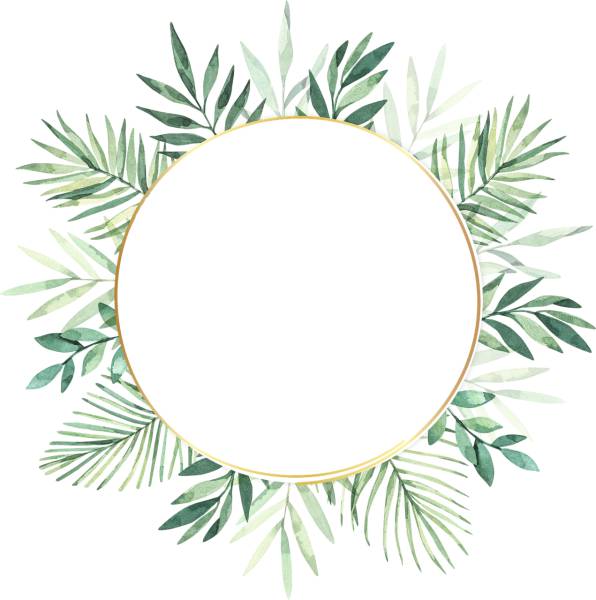 leaves circle frame boundary  svg vector cut file