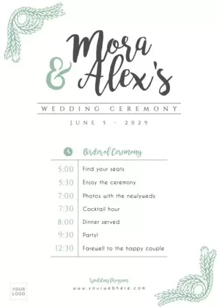 Edit a ceremony program template