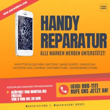 Bearbeite eine Vorlage für einen Handyreperaturservice