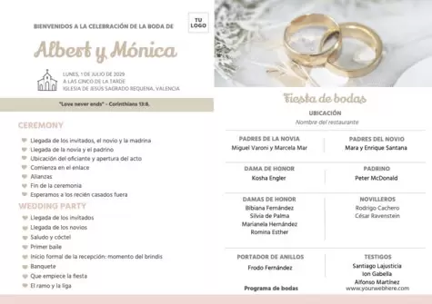 Edita un programa para boda