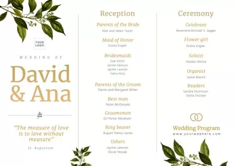 Edit a ceremony program template