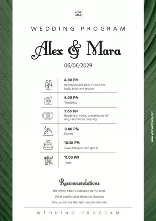 Edit a ceremony program template