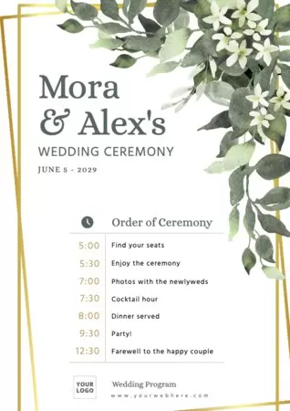 Edit a ceremony program template