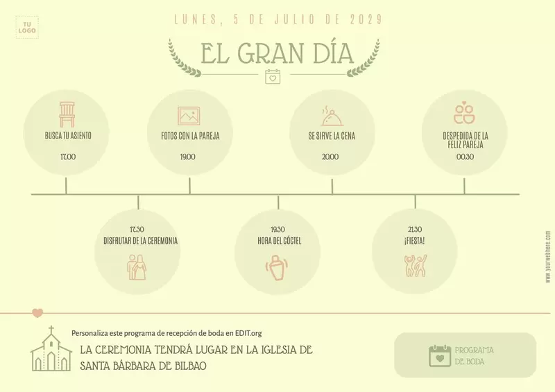 Diseños editables para programa de fiesta de boda